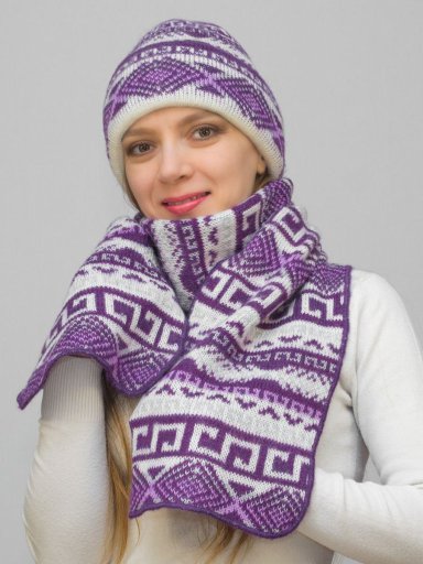 Комплект зимний женский шапка+шарф Зима (Цвет фуксия) 22131030