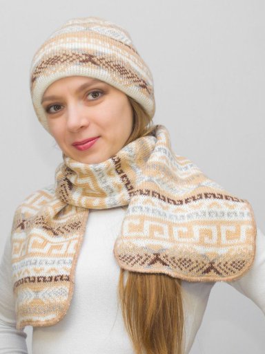 Комплект зимний женский шапка+шарф Зима (Цвет светло-бежевый) 22131005