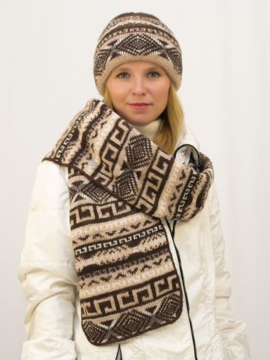 Комплект зимний женский шапка+шарф Зима (Цвет коричневый) 22131023