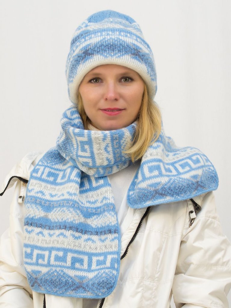 Комплект зимний женский шапка+шарф Зима (Цвет голубой) 22131007