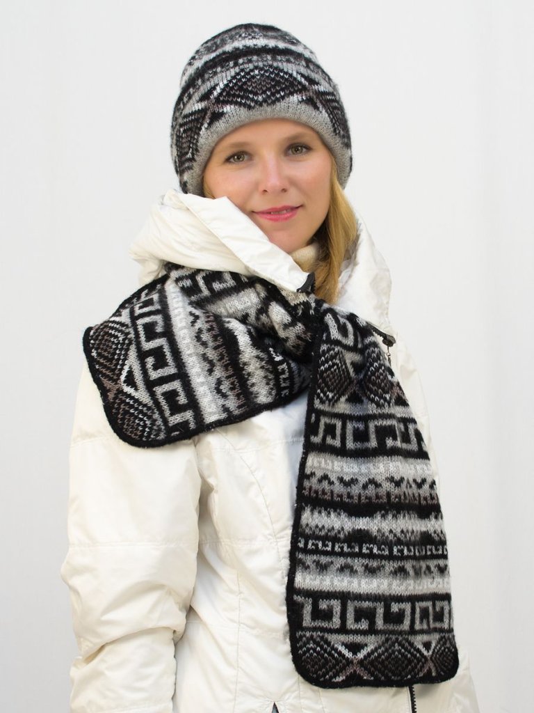 Комплект зимний женский шапка+шарф Зима (Цвет черный) 22131001