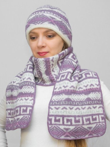 Комплект зимний женский шапка+шарф Зима (Цвет светло-сиреневый) 22131048