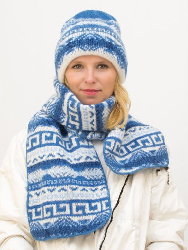 Комплект зимний женский шапка+шарф Зима (Цвет светло-синий) 22131008