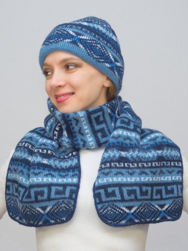 Комплект зимний женский шапка+шарф Зима (Цвет синий) 22131009