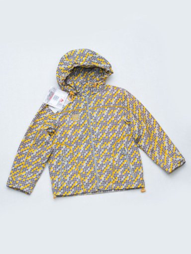 Куртка ветрозащитная утепленная для мальчика серо/желтый принт, размер 98, 116, 122 КВУ724