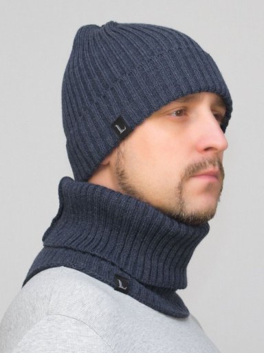 Комплект весенний-осенний мужской шапка+снуд Ники (Цвет светлый джинс), размер 54-58 22242163